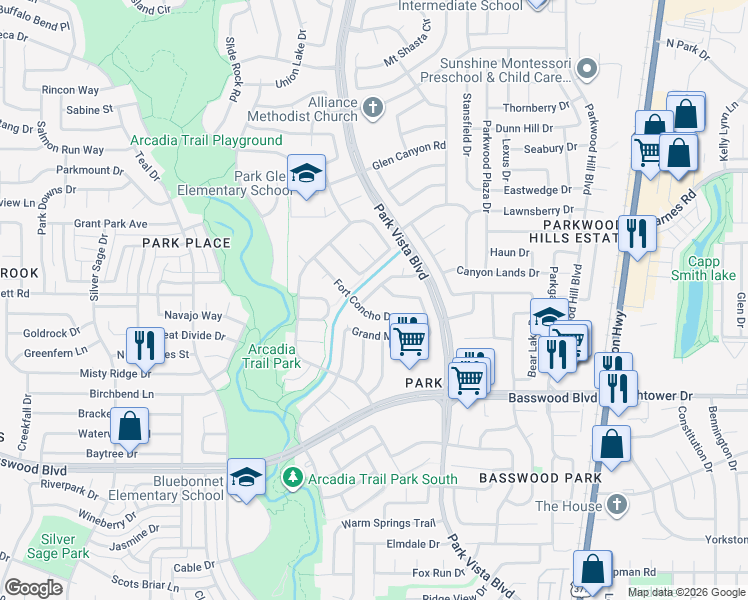 map of restaurants, bars, coffee shops, grocery stores, and more near 5316 Fort Concho Drive in Fort Worth