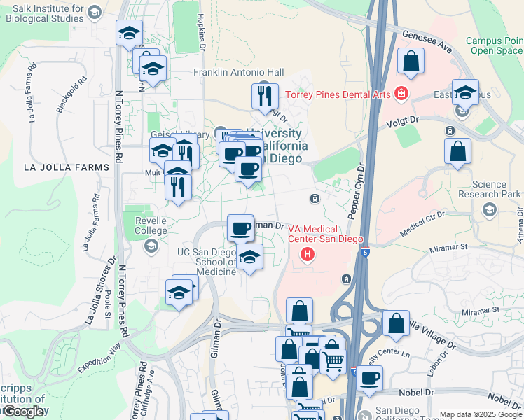 map of restaurants, bars, coffee shops, grocery stores, and more near 400 Rupertus Lane in San Diego