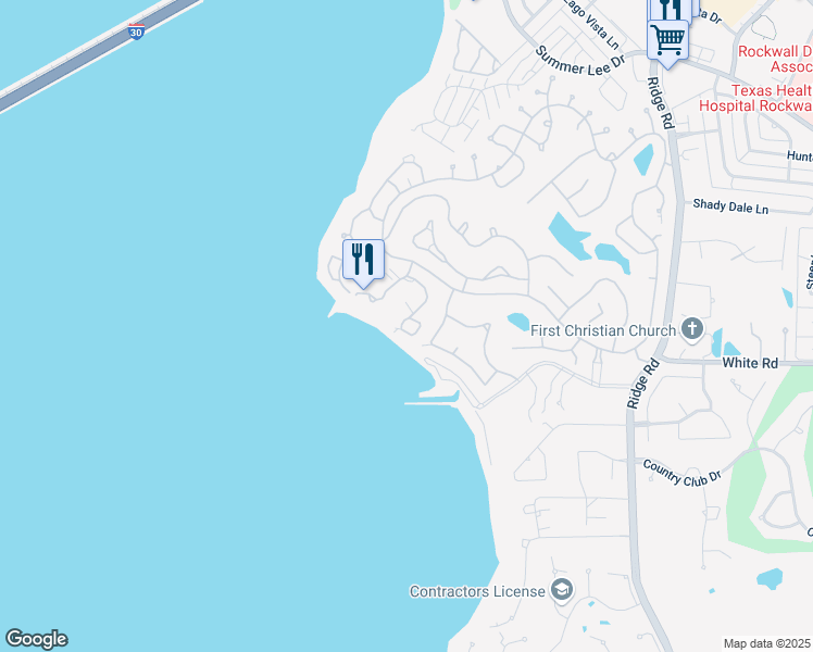 map of restaurants, bars, coffee shops, grocery stores, and more near 426 Yacht Club Drive in Rockwall