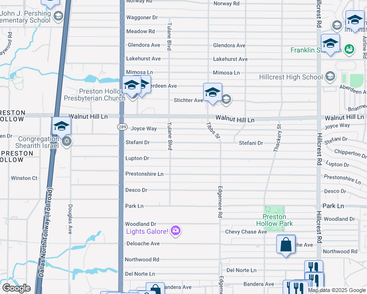 map of restaurants, bars, coffee shops, grocery stores, and more near 6247 Stefani Drive in Dallas