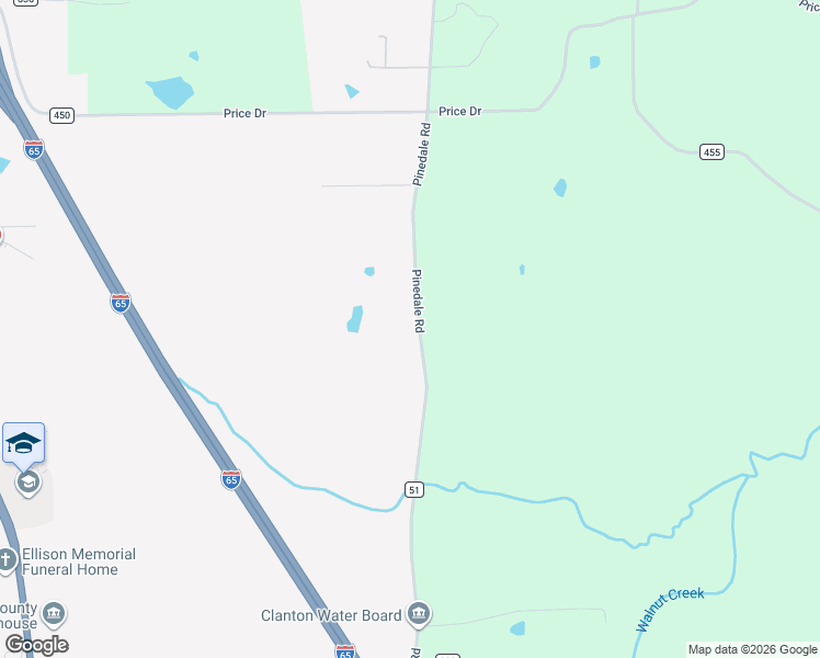 map of restaurants, bars, coffee shops, grocery stores, and more near 2275 Pinedale Road in Clanton