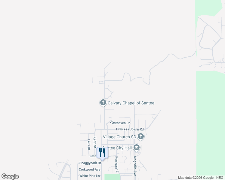 map of restaurants, bars, coffee shops, grocery stores, and more near 11041 Summit Avenue in Santee