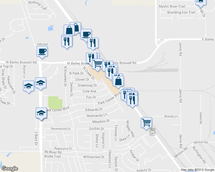 map of restaurants, bars, coffee shops, grocery stores, and more near 400 Greenway Drive in Saginaw