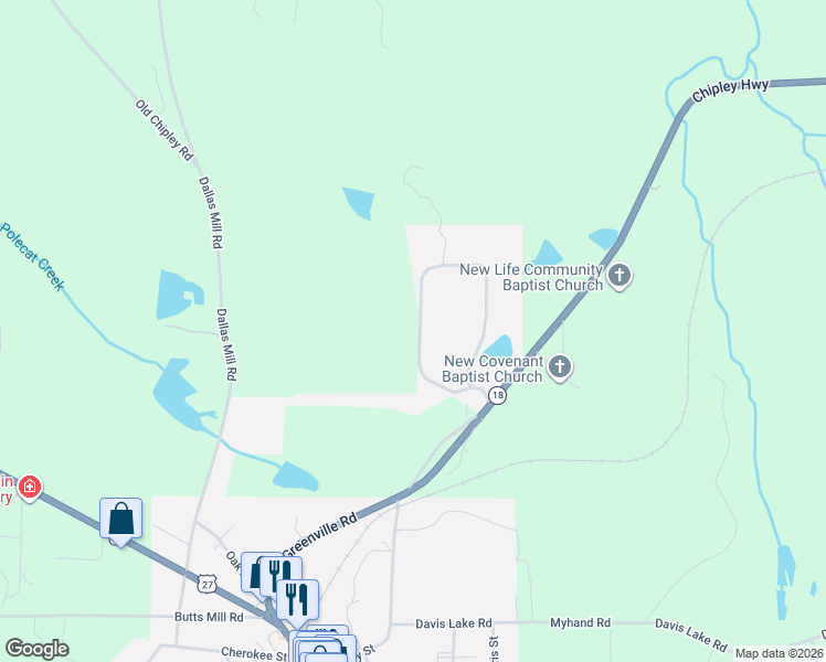 map of restaurants, bars, coffee shops, grocery stores, and more near 289 Springdale Drive in Pine Mountain
