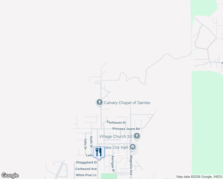 map of restaurants, bars, coffee shops, grocery stores, and more near 11059 Summit Avenue in Santee