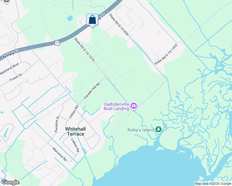 map of restaurants, bars, coffee shops, grocery stores, and more near 954 State Road S-10-1075 in Awendaw