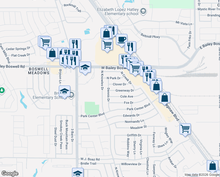 map of restaurants, bars, coffee shops, grocery stores, and more near 553 Clover Drive in Saginaw