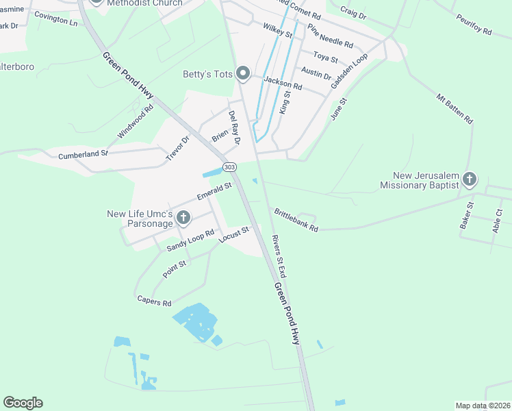 map of restaurants, bars, coffee shops, grocery stores, and more near 56 Cohen Lane in Walterboro