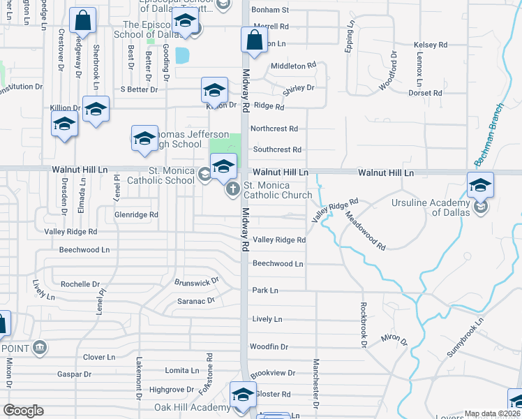 map of restaurants, bars, coffee shops, grocery stores, and more near 4234 Williamsburg Road in Dallas