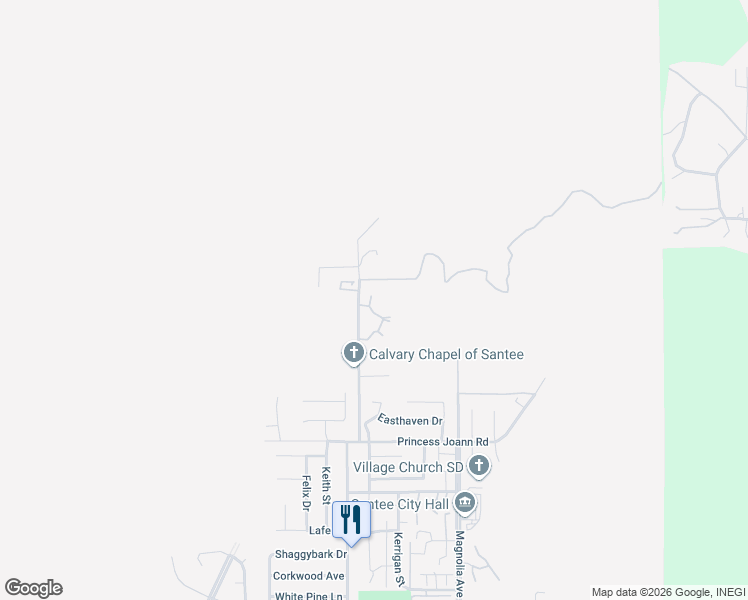 map of restaurants, bars, coffee shops, grocery stores, and more near 11059 Summit Avenue in Santee