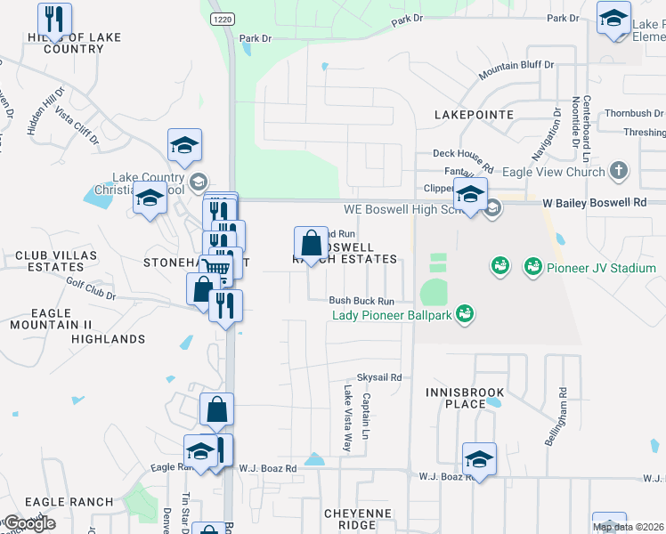 map of restaurants, bars, coffee shops, grocery stores, and more near 8313 White Hart Drive in Fort Worth