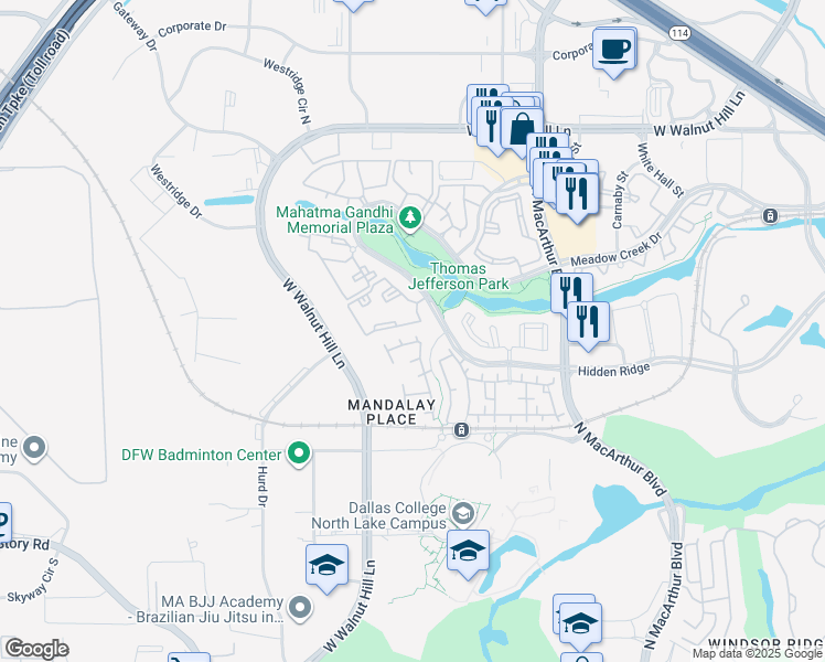 map of restaurants, bars, coffee shops, grocery stores, and more near 300 Merlot Square in Irving