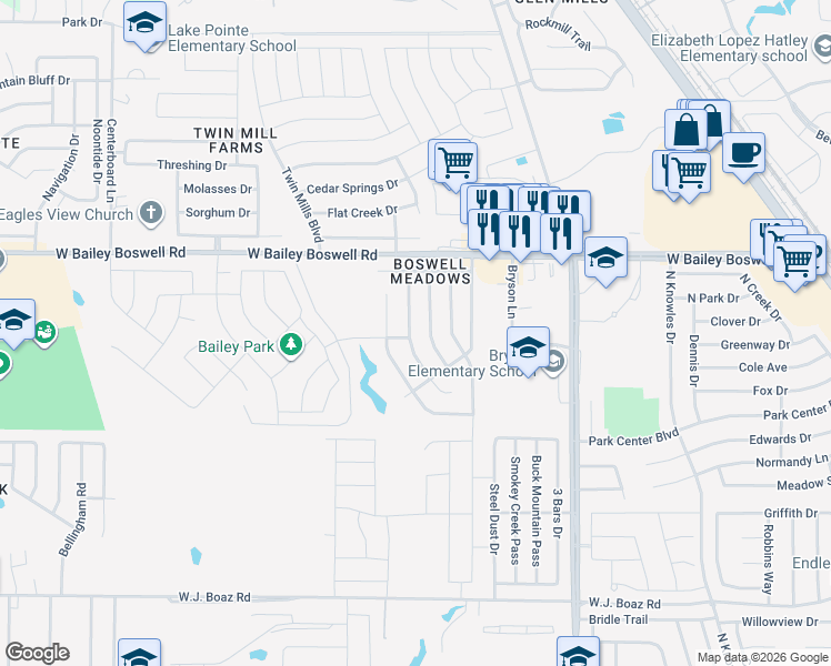 map of restaurants, bars, coffee shops, grocery stores, and more near 8537 Gray Shale Drive in Fort Worth