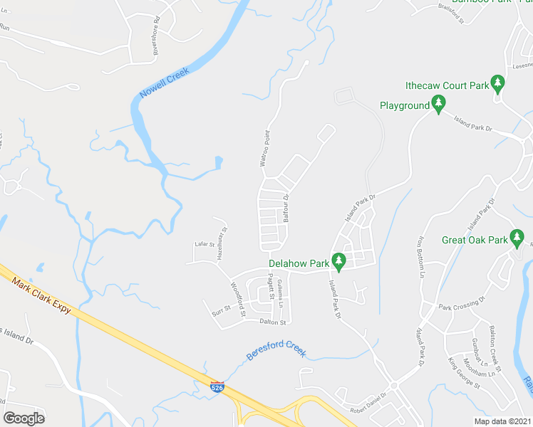 map of restaurants, bars, coffee shops, grocery stores, and more near 613 Daggett Street in Charleston