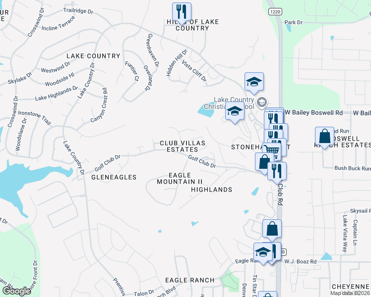 map of restaurants, bars, coffee shops, grocery stores, and more near 8504 McCormick Court in Fort Worth