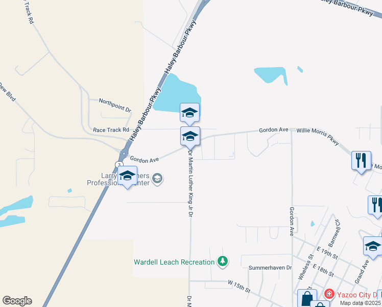 map of restaurants, bars, coffee shops, grocery stores, and more near 1825 Doctor Martin Luther King Junior Drive in Yazoo City