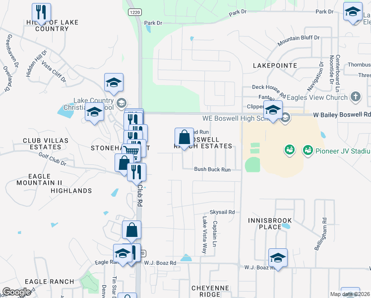 map of restaurants, bars, coffee shops, grocery stores, and more near 8308 Sambar Deer Drive in Fort Worth