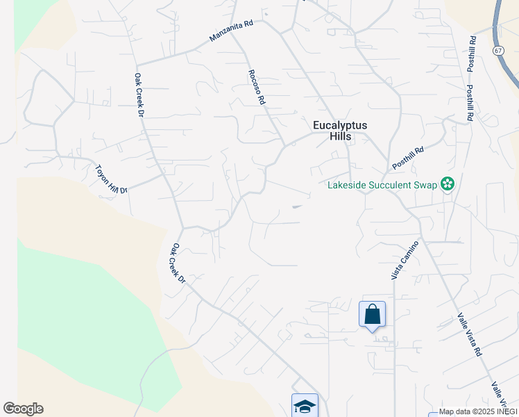 map of restaurants, bars, coffee shops, grocery stores, and more near 11433 Eucalyptus Hills Drive in Lakeside