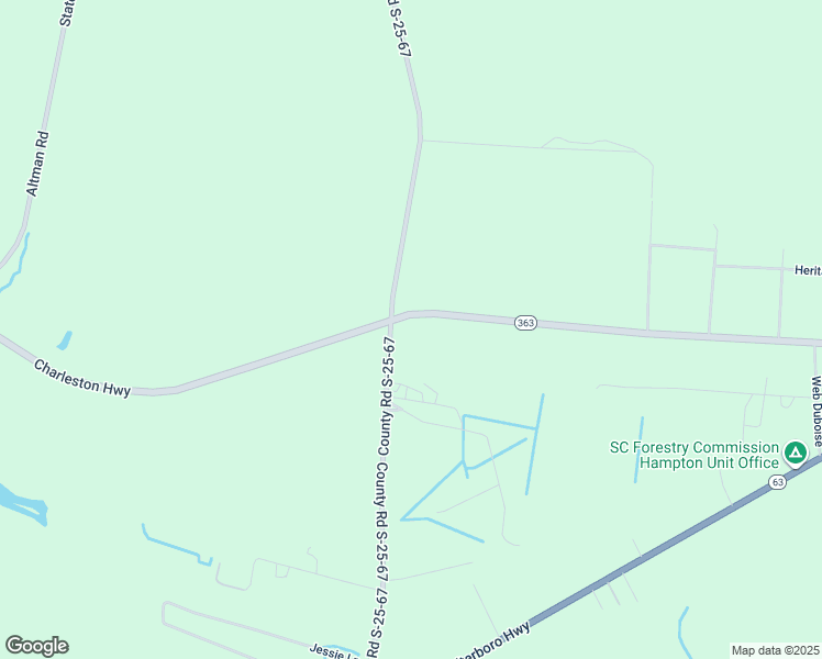 map of restaurants, bars, coffee shops, grocery stores, and more near 2980 Charleston Highway in Varnville