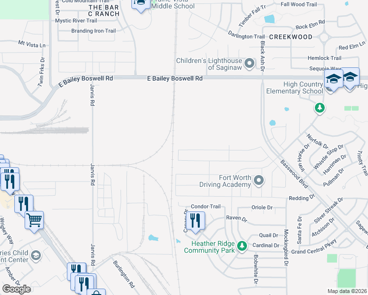 map of restaurants, bars, coffee shops, grocery stores, and more near 508 Dunster Lane in Saginaw