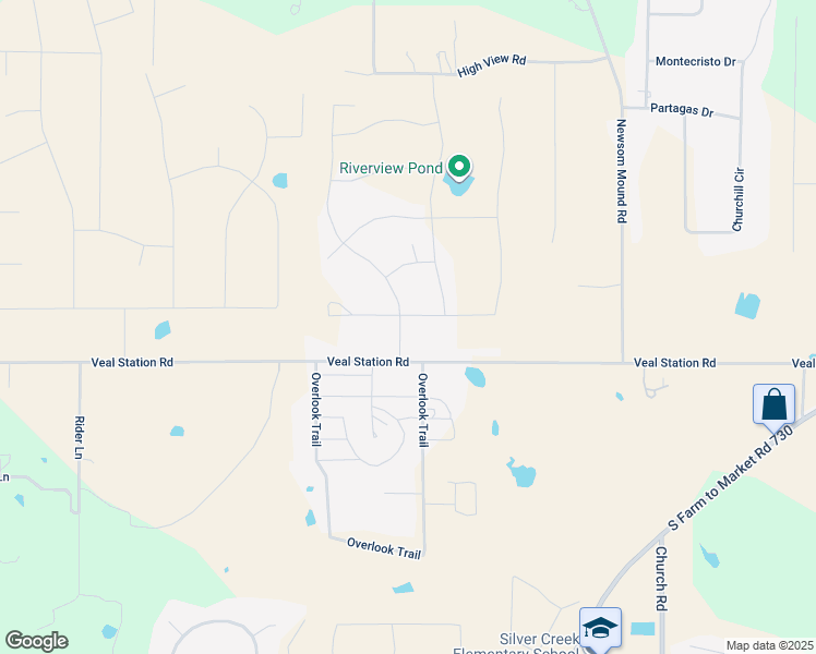 map of restaurants, bars, coffee shops, grocery stores, and more near 7201 Veal Station Road in Weatherford