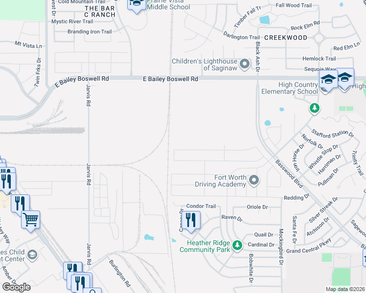 map of restaurants, bars, coffee shops, grocery stores, and more near 508 Dunster Lane in Saginaw