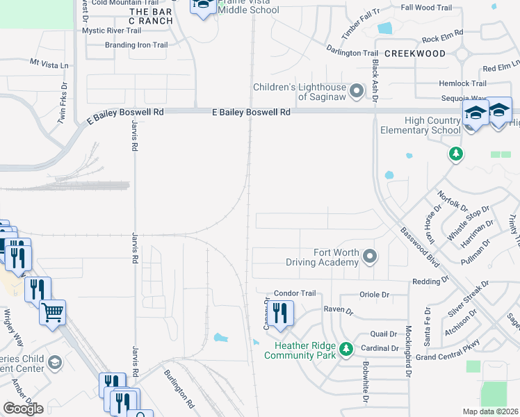 map of restaurants, bars, coffee shops, grocery stores, and more near 508 Dunster Lane in Saginaw