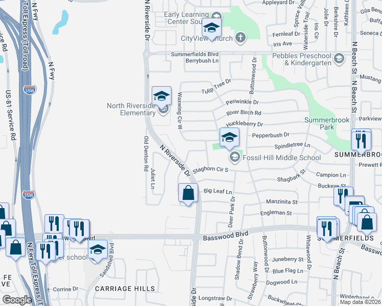map of restaurants, bars, coffee shops, grocery stores, and more near 3716 Chaddybrook Lane in Fort Worth