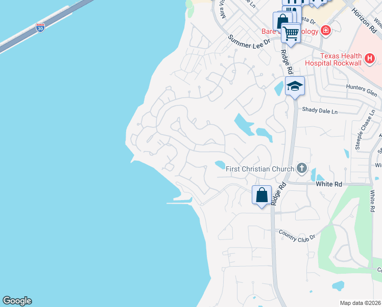map of restaurants, bars, coffee shops, grocery stores, and more near 331 Yacht Club Drive in Rockwall