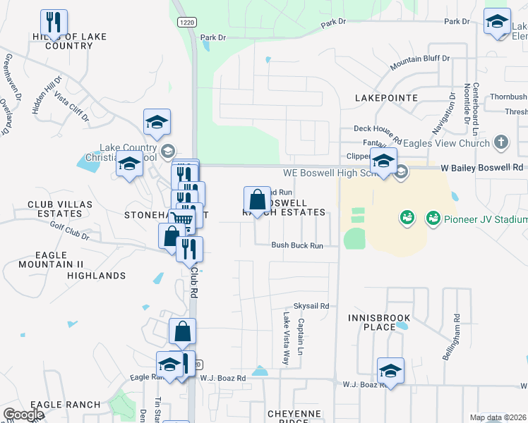 map of restaurants, bars, coffee shops, grocery stores, and more near 8308 Sambar Deer Drive in Fort Worth