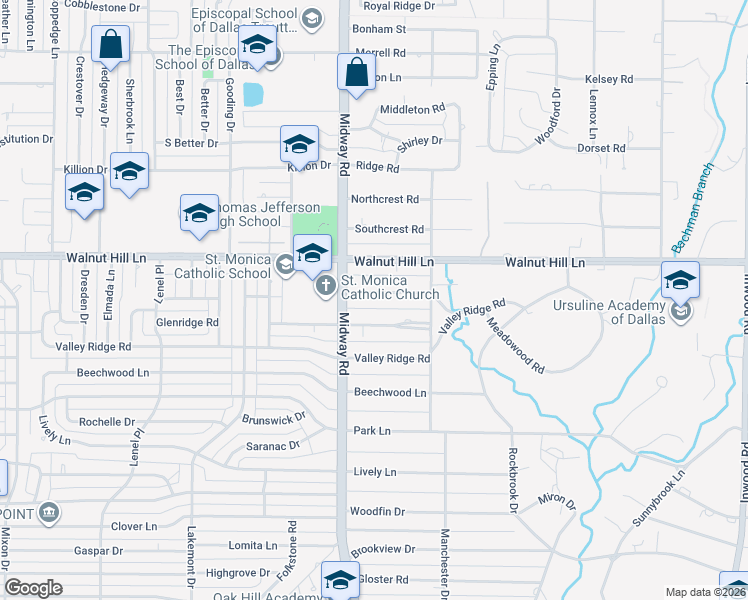 map of restaurants, bars, coffee shops, grocery stores, and more near 4234 Williamsburg Road in Dallas