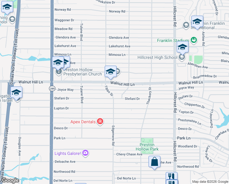 map of restaurants, bars, coffee shops, grocery stores, and more near 6407 Stefani Drive in Dallas
