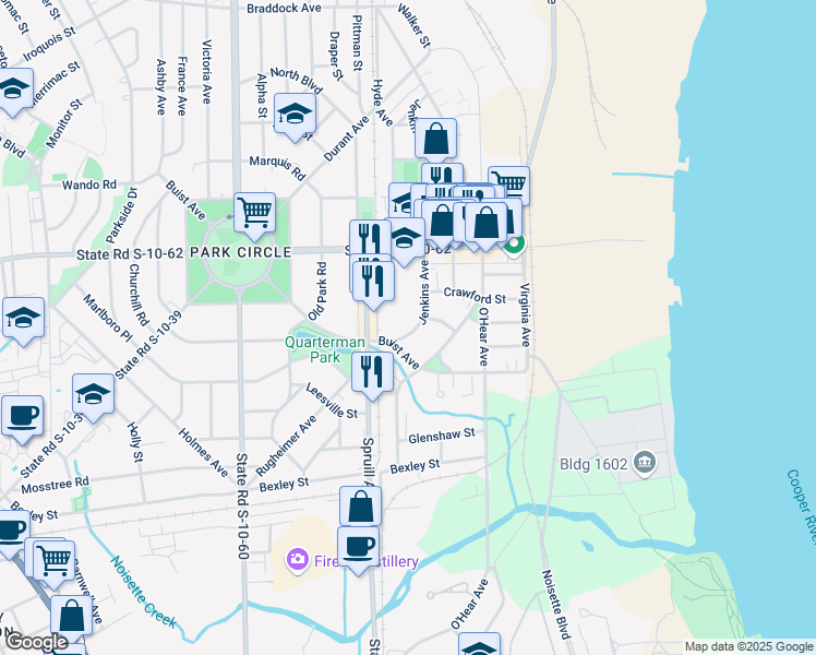 map of restaurants, bars, coffee shops, grocery stores, and more near 4614 Jenkins Avenue in North Charleston
