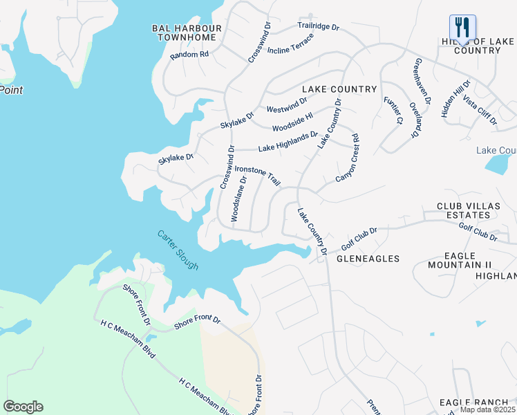 map of restaurants, bars, coffee shops, grocery stores, and more near 8508 Hidden Meadow Drive in Fort Worth