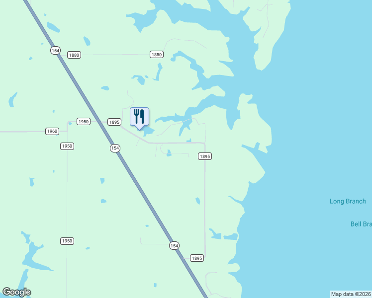 map of restaurants, bars, coffee shops, grocery stores, and more near County Road 1895 in Yantis