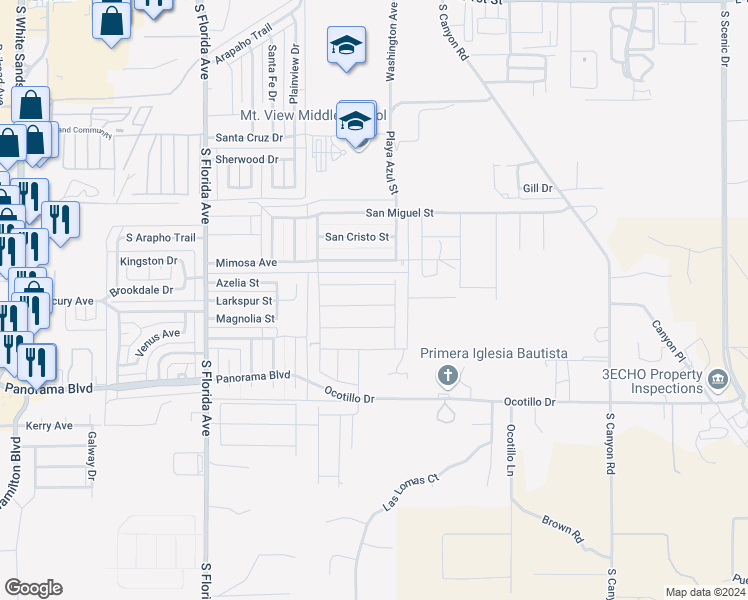 map of restaurants, bars, coffee shops, grocery stores, and more near 1125 La Bajada Drive in Alamogordo
