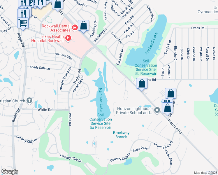 map of restaurants, bars, coffee shops, grocery stores, and more near 5232-5298 Medical Drive in Rockwall