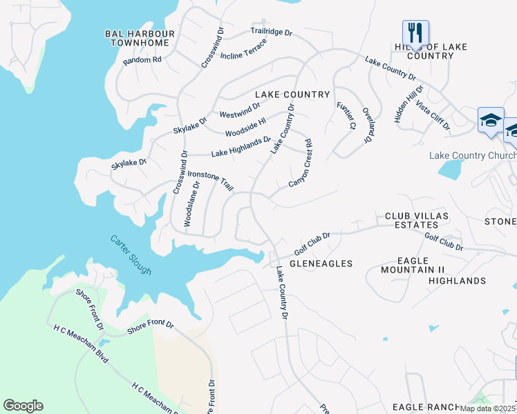map of restaurants, bars, coffee shops, grocery stores, and more near 8544 Lake Country Drive in Fort Worth