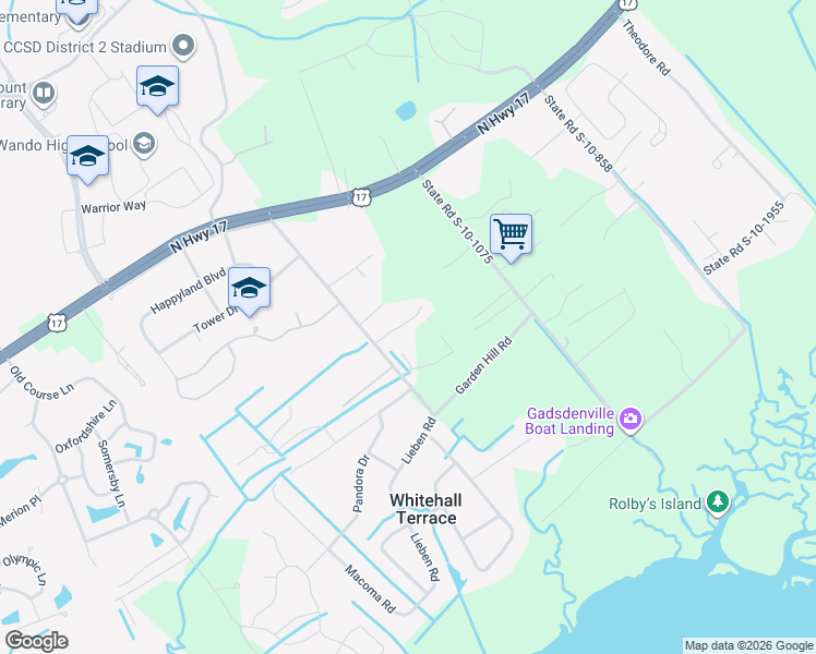 map of restaurants, bars, coffee shops, grocery stores, and more near 3751 Copahee Sound Drive in Mount Pleasant