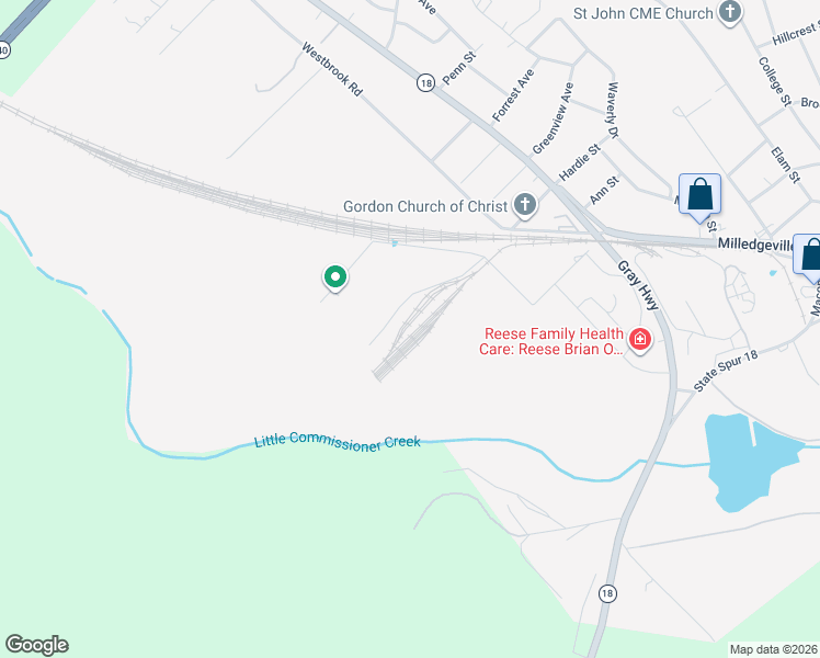 map of restaurants, bars, coffee shops, grocery stores, and more near 109 Ballpark Road in Gordon