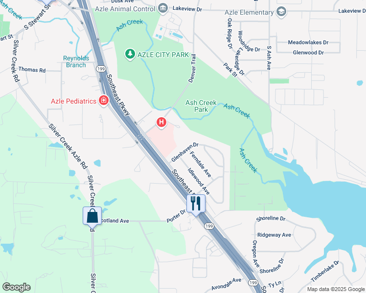 map of restaurants, bars, coffee shops, grocery stores, and more near 133 Glenhaven Drive in Azle