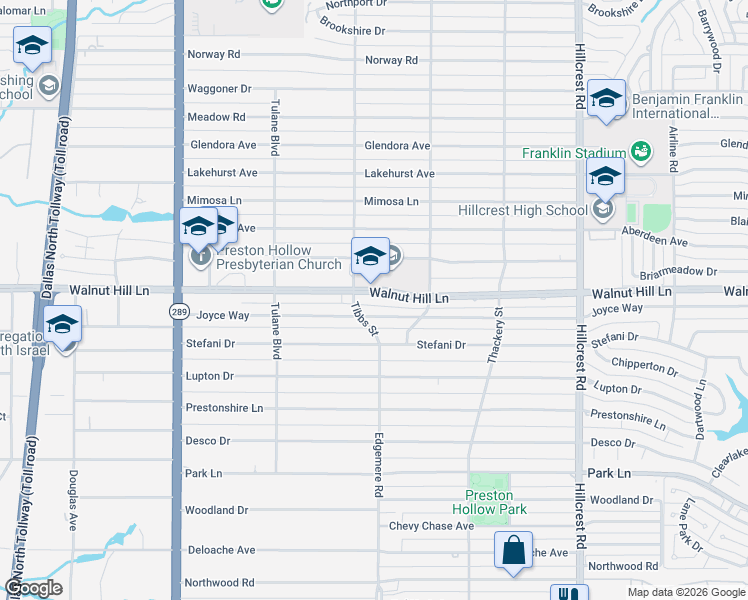 map of restaurants, bars, coffee shops, grocery stores, and more near 6432 Walnut Hill Lane in Dallas