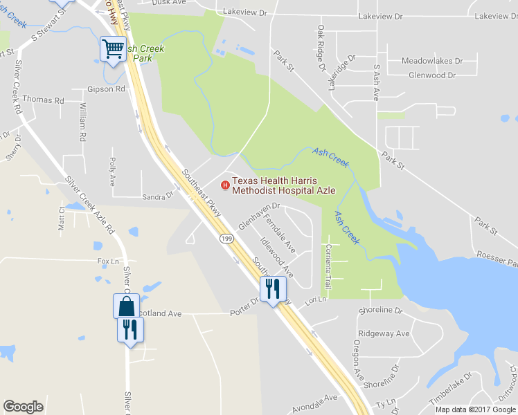 map of restaurants, bars, coffee shops, grocery stores, and more near 133 Glenhaven Drive in Azle
