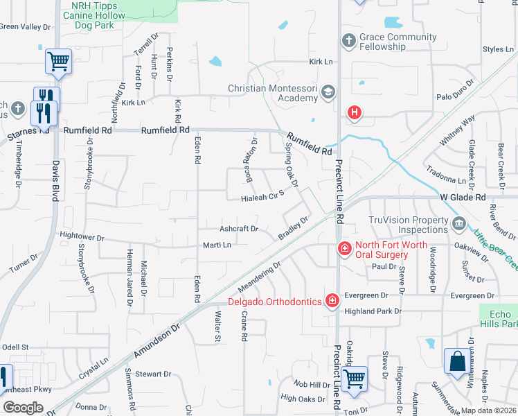 map of restaurants, bars, coffee shops, grocery stores, and more near 7121 Gregg Ct in North Richland Hills