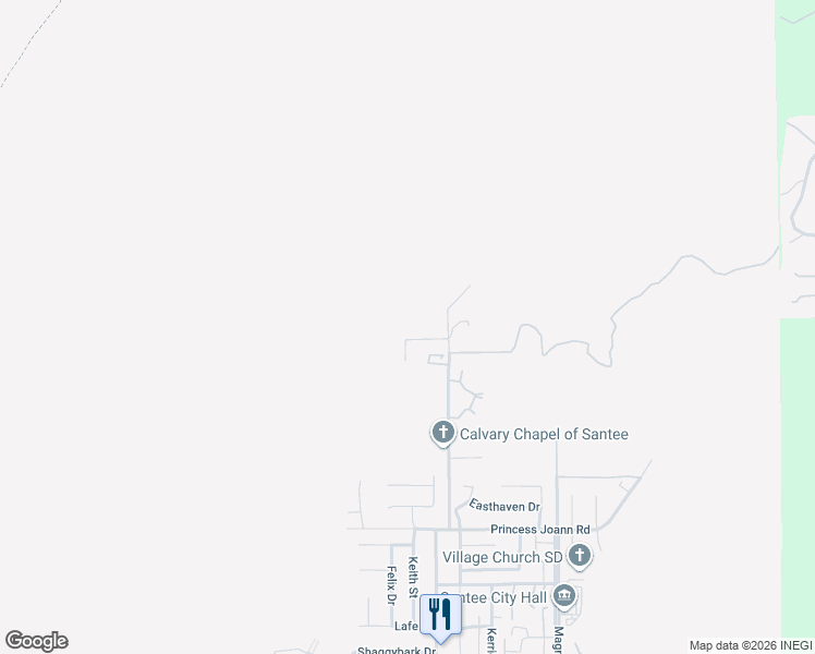 map of restaurants, bars, coffee shops, grocery stores, and more near 11132 Summit Avenue in Santee