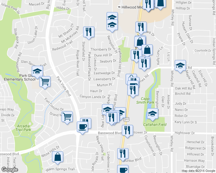 map of restaurants, bars, coffee shops, grocery stores, and more near 5552 Murton Place in Fort Worth