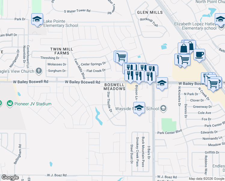 map of restaurants, bars, coffee shops, grocery stores, and more near 8641 Gray Shale Drive in Fort Worth