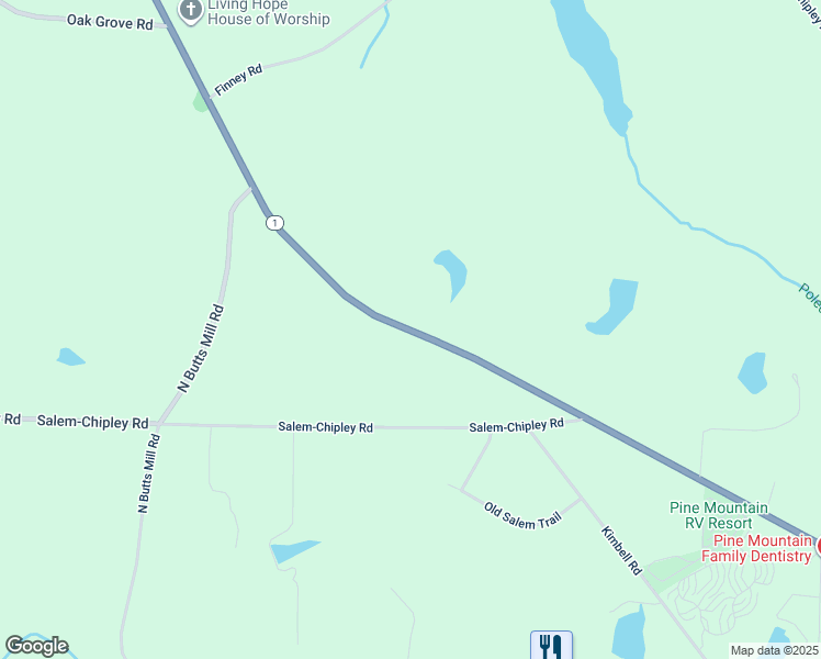 map of restaurants, bars, coffee shops, grocery stores, and more near U.S. 27 in Pine Mountain