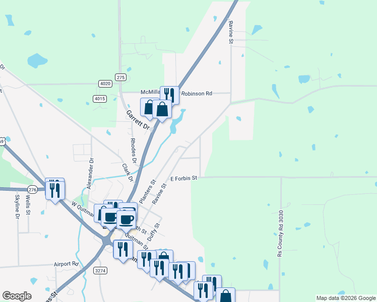 map of restaurants, bars, coffee shops, grocery stores, and more near 607 Fletcher Street in Emory