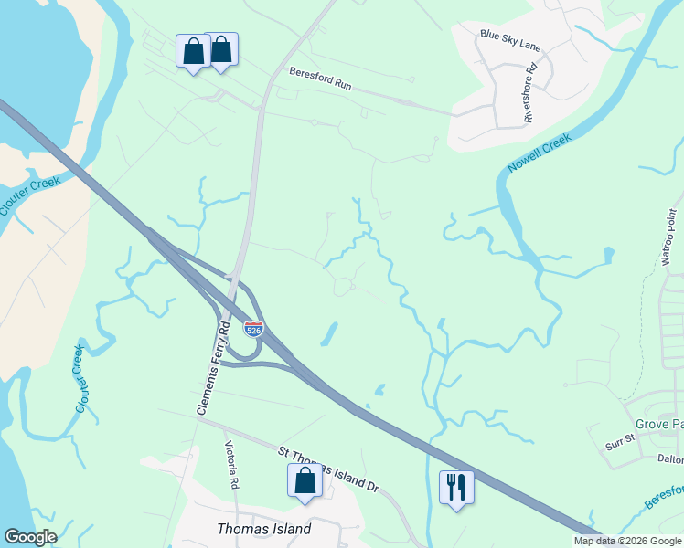 map of restaurants, bars, coffee shops, grocery stores, and more near 774 Forrest Drive in Charleston